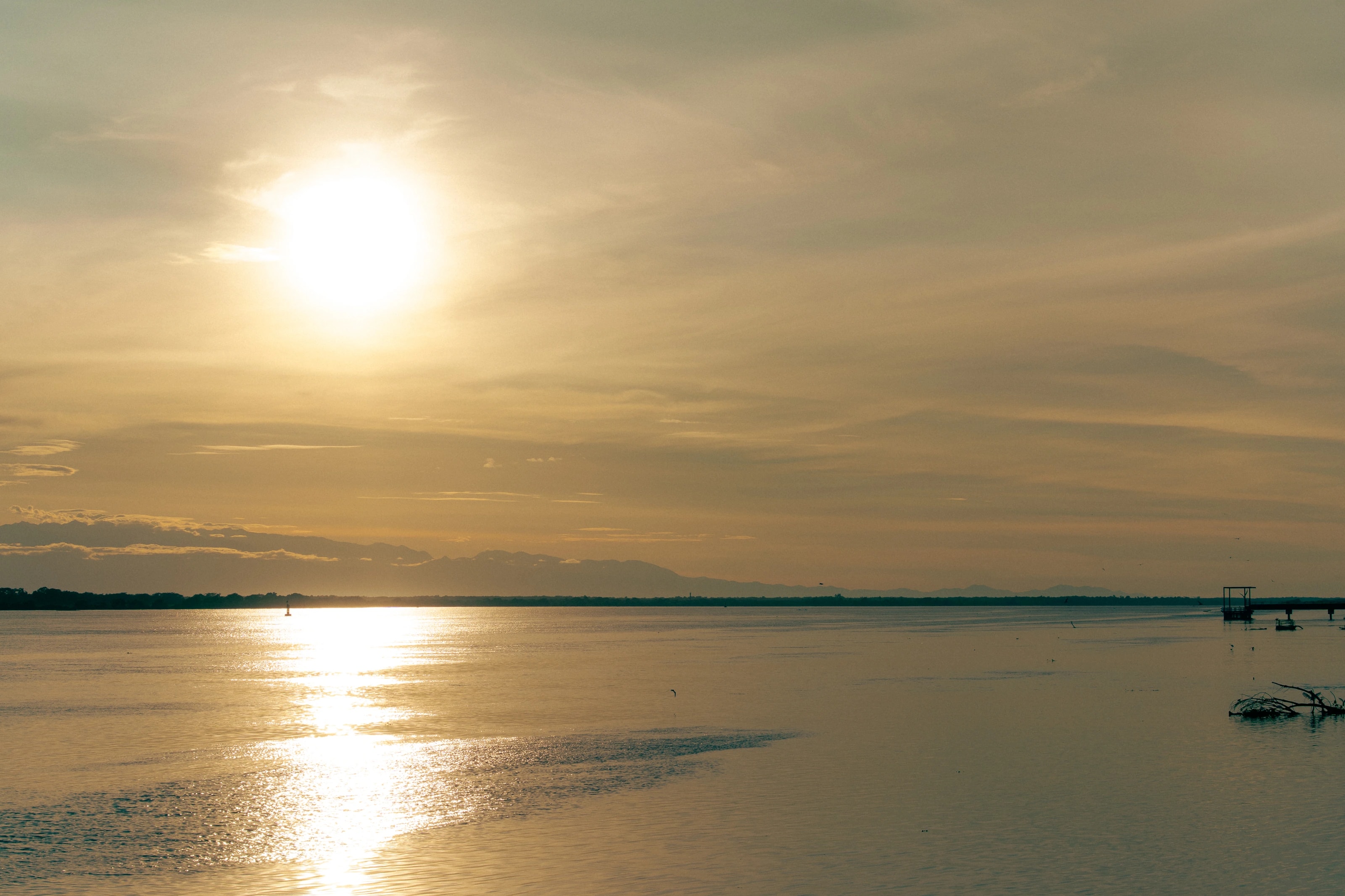 Sunlight reflecting on an open expanse of water