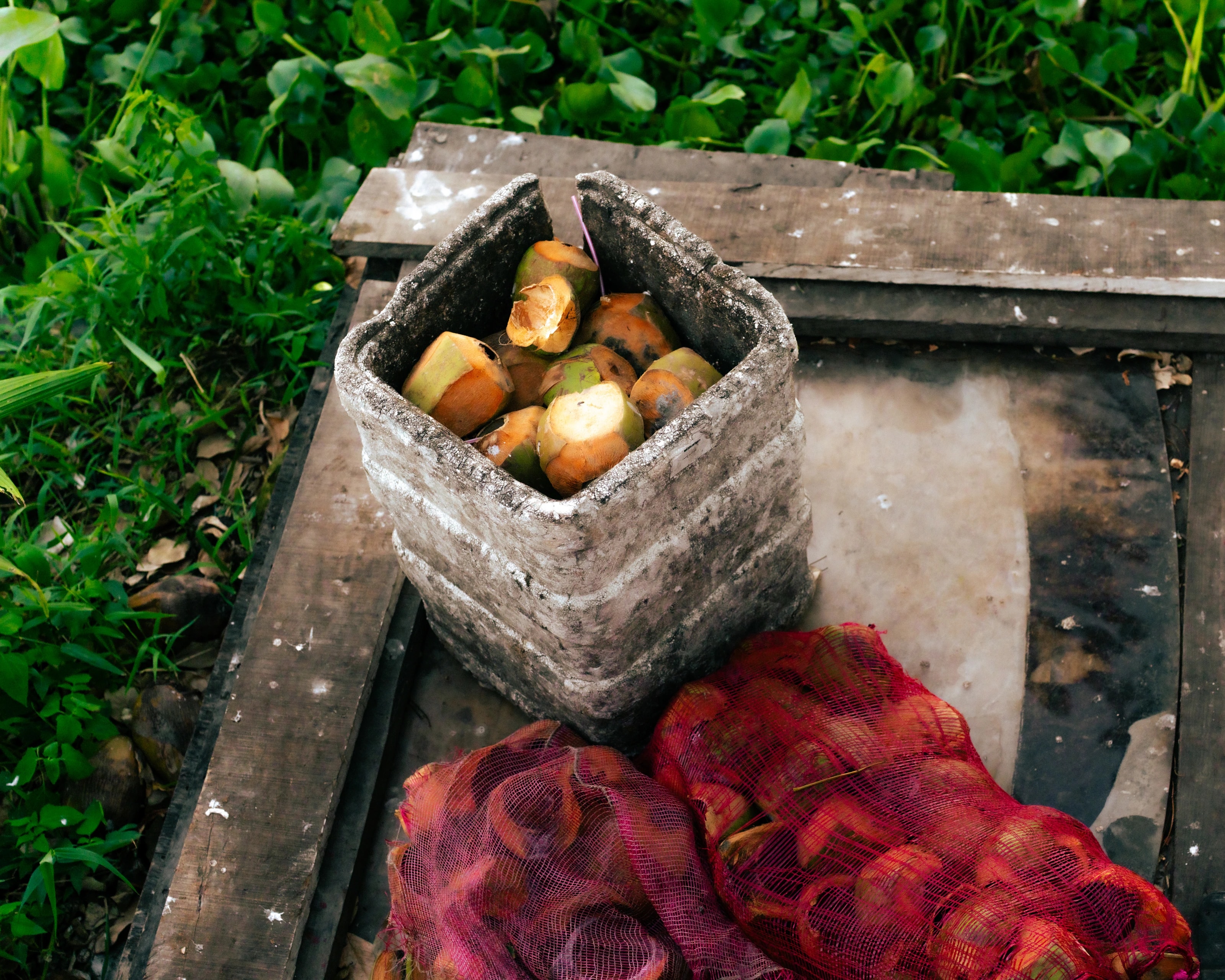 Fruit and weathered timber